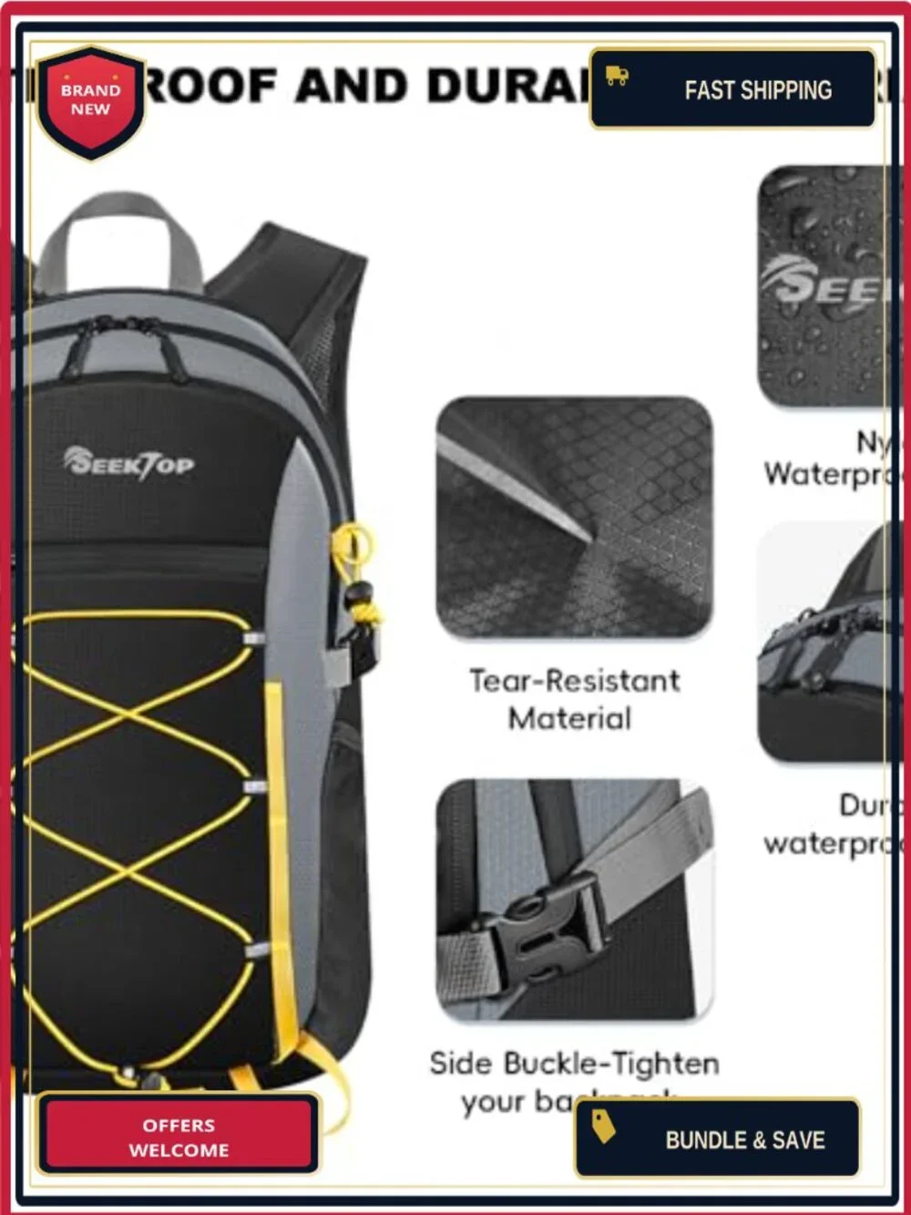 Packable Waterproof Hiking Backpack 20L Lightweight Daypack Foldable Travel